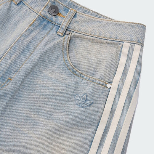 阿迪达斯 （adidas）女裤 三叶草时尚潮流舒适百搭透气宽松直筒牛仔裤JX9214 KG0200 28