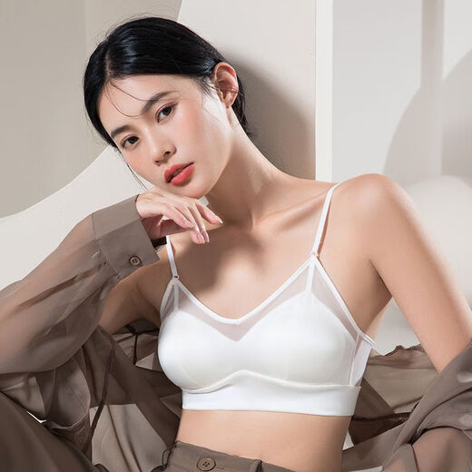 雅鹿桑蚕丝无钢圈文胸轻薄透气美背网纱内衣胸垫可拆卸防凸点真丝胸罩 肤色 M
