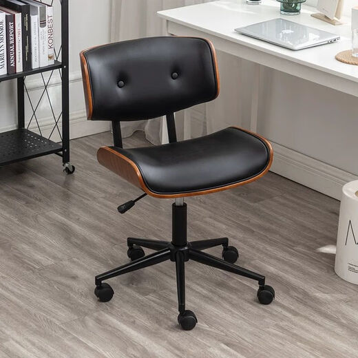 Italian light luxury computer chair home solid wood bedroom study sedentary swivel chair lift seat with wheels for office comfort walnut black - lift pulleys - comfortable and breathable