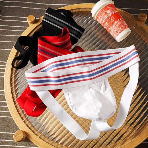 Men's butt lifting breathable sexy thong underwear for boys, hollow, no need to take off, personalized sexy double thong for men, black M