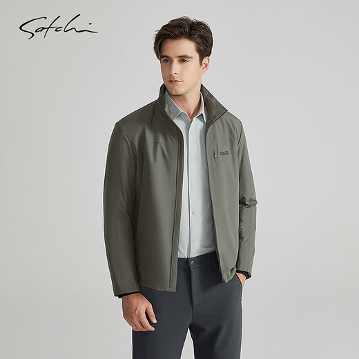 SATCHI Thermal Storage Lining SATCHI Men's Cotton Clothes 2025 Autumn New Business Casual High-end Warm Jacket Army Green 2XL