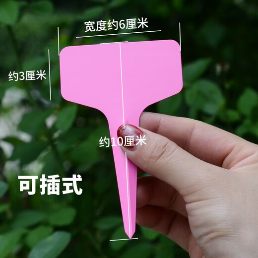Gardening label plug-in tag waterproof ring buckle plant listing identification card plastic thickened succulent small label tool seven-color mixed hangable labels 10 pieces each