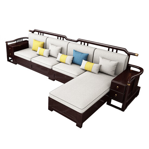 Sala de estar de madera maciza de yayuan nueva combinación de telas de estilo chino de estilo chino Light Luxury Small Apartment Muebles 9906 [Combinación] 1+1+3 [Algodón] Cubierta de algodón y lino