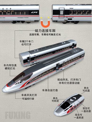 Jiashi 25 Harmonie Hochgeschwindigkeit Railway Emu Modell Fernbedienung Legierung Fuxing Emu Kinderzug Elektrische Zugbuden Legierung Legierung Fernbedienung 2 Abschnitte-Silver