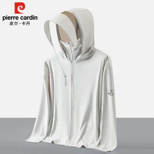 Pierre Cardin sun protection clothing men's summer same style ice silk breathable fishing thin coat UV protection men's clothing dark gray XL