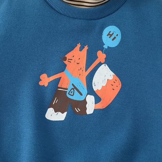 
ciciibear baby plus velvet sweatshirt winter boy red top spring and winter children warm half turtle neck bottom shirt thick Nebula blue 110