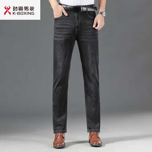 
Jinba Men's Clothing (K-Boxing) Jinba New Men's Pants Pure Cotton Jeans Mid-waisted Straight Business and Casual Spring and Autumn Style Desirable Denim Long Trousers Thin Gray Blue 6216 M 34 2-foot 64 (waist circumference 88C