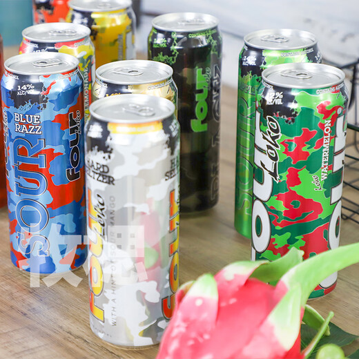 Quatre cocktails pré-mélangés Loko, vin préparé, vin étranger importé, série de camouflage de bière Sloko, vins de fruits de célébrité Internet 695 ml, 6 canettes, 6 combinaisons de saveurs