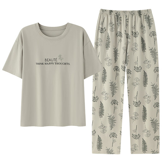 Catman (MiiOW) 2025 new pajamas for women in summer pure cotton short-sleeved trousers can be worn on the outside. Casual brand home clothing suit YZT9711 M [recommended to wear 80-100 Jin [Jin equals 0.5 kg]]