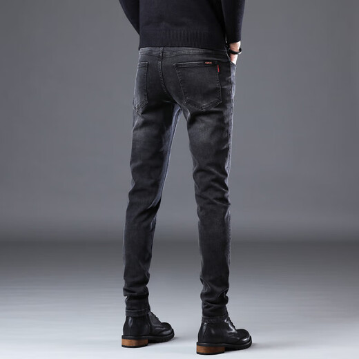 
Jinba brand men's summer thin black jeans men's slim feet Korean version high-end elastic casual high-end 1048-Black 28