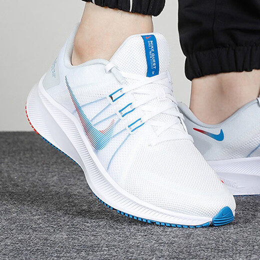 耐克（NIKE）男鞋夏新款运动鞋RUN SWIFT 3飞线网面透气轻便缓震跑步鞋休闲鞋 DA1105-101/探索者4代/白蓝红 40.5