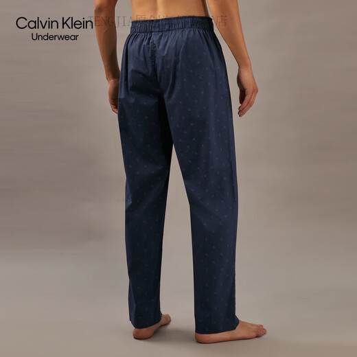 Calvin Klein Unterwäsche 24 Herbst Herren lässiger Brief Full Print Elastic Taille reines Baumwollhaus Pyjama Nm2691 Q91-Blue Dusk Grey S