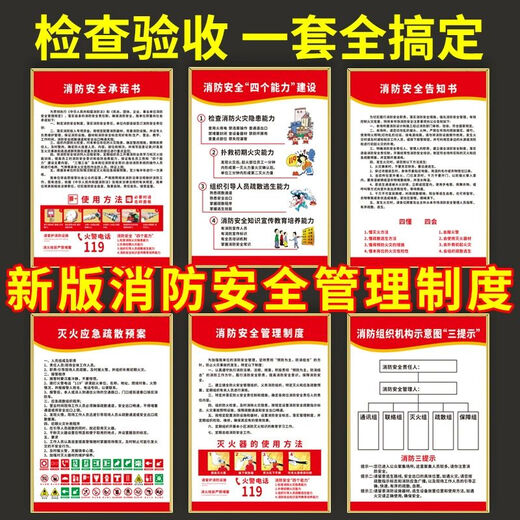 Luse fire management system wall sign hotel hotel school company safety notice four abilities three prompts fire fighting emergency evacuation plan commitment book wall sticker sign custom PP adhesive sticker new fire protection system set of 6 40x60cm