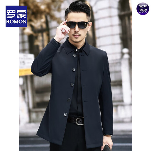 ROMON весна и осень новая ветровка без морщин и без утюга, мужская деловая повседневная куртка средней длины для молодежи и среднего возраста, мужская куртка с лацканами цвета хаки, рекомендуется M 170 100-125 Джин Джин равен 0,5 кг