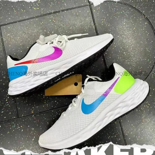 Nike (Nike) Revolution6 Мужские и женские модные дышащие кроссовки DC3729FJ1049 DC3729-106 Женские белые и черные 35,5