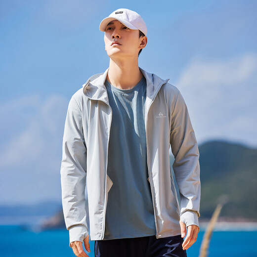 Pathfinder Ice Silk Cooling Sun Protection Clothing Men's Outdoor Sports Sun Protection Breathable Skin Clothing UPF100+ Sun Protection Clothing Men's Fishing Glacier Gray L