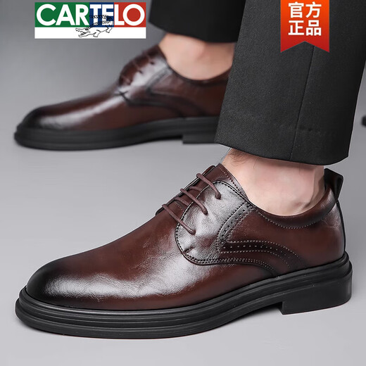 Cartelo Nouveaux chaussures pour hommes Chaussures en cuir Men's Business Formal Wear British Men's Great Cuir Casual Breathable Soft Sole Mariage Chaussures 6623 Black 38