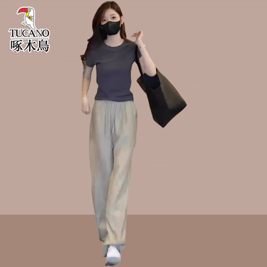 Pájaro carpintero 2025 Summer Nuevo modelo para mujeres que reduce el traje hermoso y de moda para el temperamento informal y delgado y de moda. Pantalones individuales M [100Jin [Jin equivale a 0.5 kg]]