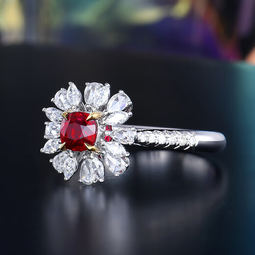 HEEKAIYI Pigeon Blood Ruby Ring Women's 18K Diamond Ring Luxury Chinese Valentine's Day Birthday Gift for Wife and Girlfriend <Lifetime Warranty> 0.58 carat 18k gold inlaid