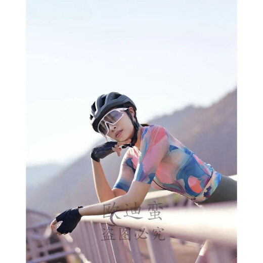 
Shengheng cycling suits for women, new cycling sportswear, quick-drying spring and summer women's long-sleeved bicycle suit, breathable top, mountain smoke embroidered powder S
