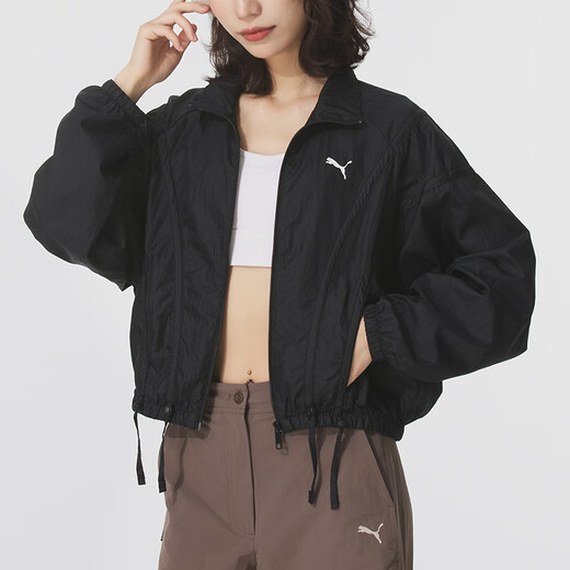 
Puma (PUMA) jacket for women 2025 summer new daily sportswear woven jacket stand collar breathable top black casual clothing 633971-01 XS