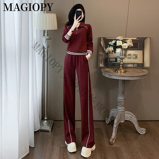 MAGIOPY国际奢侈高档品牌欧洲站休闲运动套装女春季2025新款洋气红色短款 红色两件套 S(100斤以内)