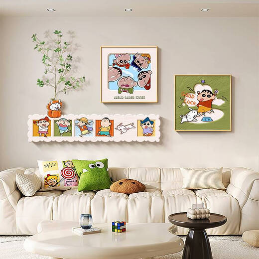 溥畔客厅大白墙装饰画奶油风卡通动漫沙发后背景墙挂画 A款- 10035(UV精雕)+4040+4040c