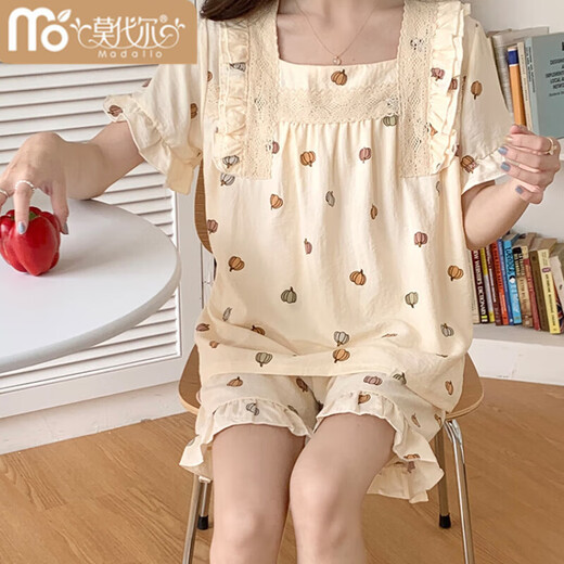 Modal Pyjamas für Frauen, Sommer süßer gewebter Baumwollshorts Shorts Anzug, Sommer Damen Style Internet Celebrity Home Clothes Frühling und Sommerstil 695 l [95-120jin [Jin gleich 0,5 kg]]