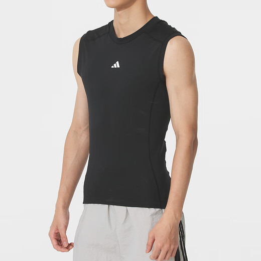 Adidas men's top 2025 summer new tight sportswear comfortable breathable quick-drying sleeveless T-shirt fitness vest black 694 / recommended to take two sizes XS