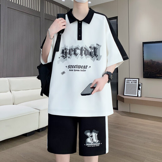 Gegusen summer thin short-sleeved T-shirt boy 12-16-year-old teenagers handsome big children trendy casual suit trend 6629 black (short-sleeved + shorts) 2XL 145-160Jin [Jin equals 0.5 kg]