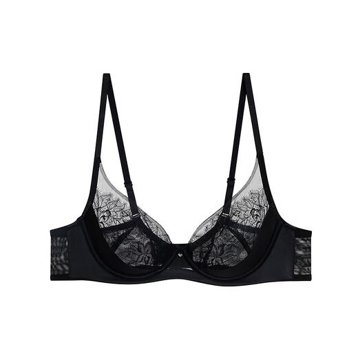 Ai Meng Unterwäsche Frauen Dessous ohne Stahlringe und kleine Brüste versammelten sich sexy Spitzennetz Bra Am17a761 Classic Black 70b
