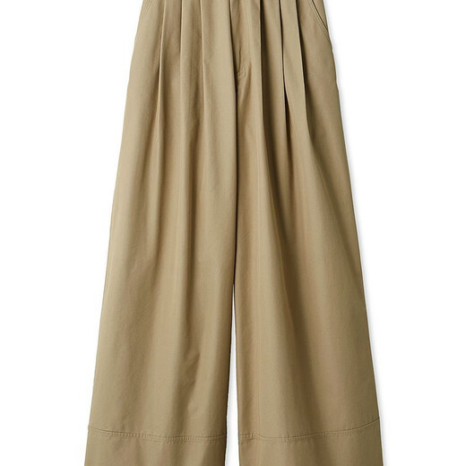 SNIDEL2025春夏时尚百搭高腰压褶纯色直筒阔腿裤SWFP252134 蓝色 S (0)