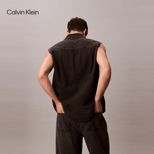 
Calvin KleinJeans25 early autumn new men's retro vacation style ck cotton linen blend sleeveless denim shirt 4RC733G