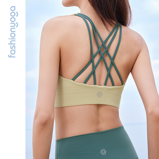 Common sage yoga elegant cross beautiful back one cup BRA zero sense sports fitness breathable underwear women's top FY14110 Yunhuang L