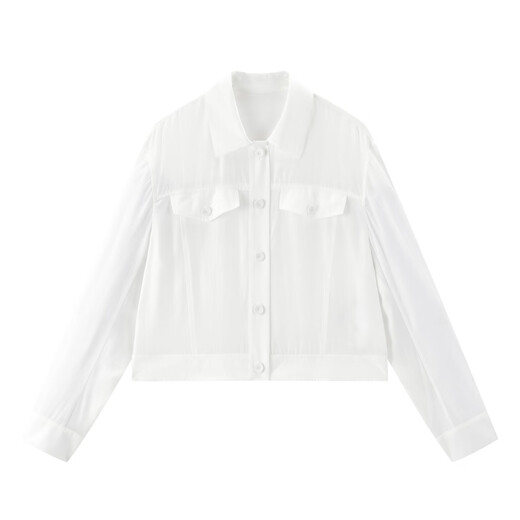 
Peacebird women's jacket shirt style women's short temperament fashionable jacket women's texture white S