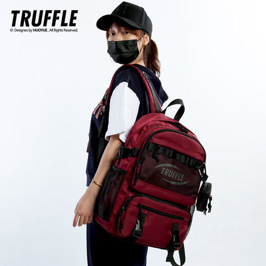 TRUFFLE2023 new trendy brand casual college student backpack for men junior high school school bag travel computer backpack GBKT-red