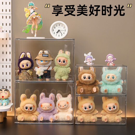 KAMAN Labubu display box transparent acrylic shelf labubu enamel doll doll Bubble Mart figure display cabinet transparent small size - dustproof 2 pieces