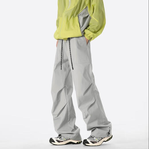 LOMBT outdoor mountaineering casual pants men's autumn sports loose and versatile waterproof quick-drying paratrooper pants LK59 light gray L