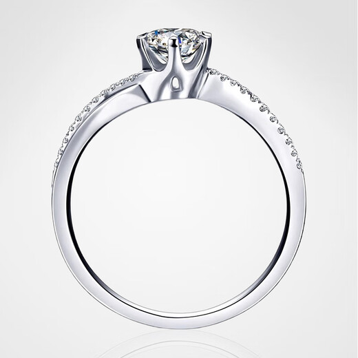 AVHE white 18K gold diamond ring, artificially cultivated diamond, carat diamond ring, micro-set twisted arm six-prong ring, white gold for women, 18K gold ring + 50 points diamond (D/VVS/3EX/N)
