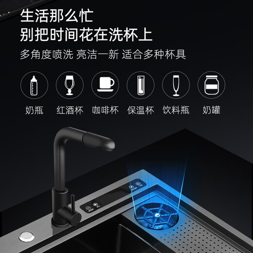 智能超声波水槽多功能自动净洗一体洗碗机果蔬净化清洗菜盆 超声波+净化+洗杯器双槽12048数