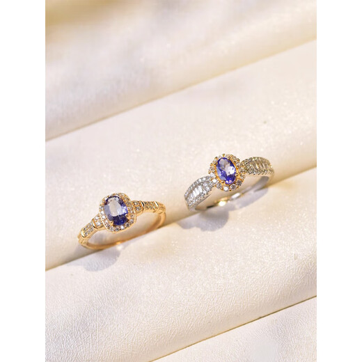 Fat Donglai's same style tanzanite ring for women s925 silver niche design ring bare stone self-discipline 02#s925 silver tanzanite ring