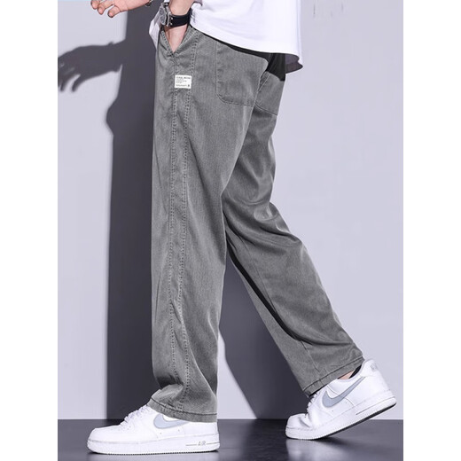 
LEE KIDS summer Tiansi casual pants men's summer loose thin cool straight ice silk sports long pants 1048 blue M height 160-170 weight 90-110Jin [Jin equals 0.5 kg]