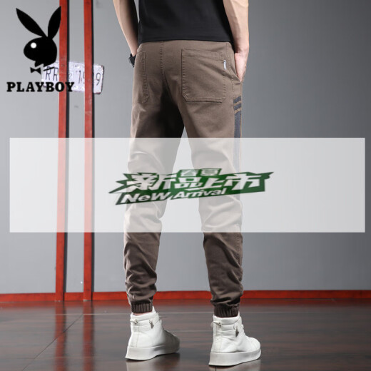 花花公子（PLAYBOY）夏季薄款休闲裤男士潮牌宽松束脚运动裤2025新款夏天工装哈伦裤子 9859黑色 4XL 38码