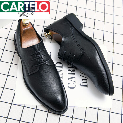 Cartelo Korean Version des chaussures à face ponctuelle à face pondérale pour hommes décontractés et polyvalentes Business Fustal Le cuir formel Augmentation de la hauteur des chaussures en cuir masculin britannique Noir 983 Prix spécial ordinaire Coupure de qualité phare haut de gamme 41 Gift authentique pour papa