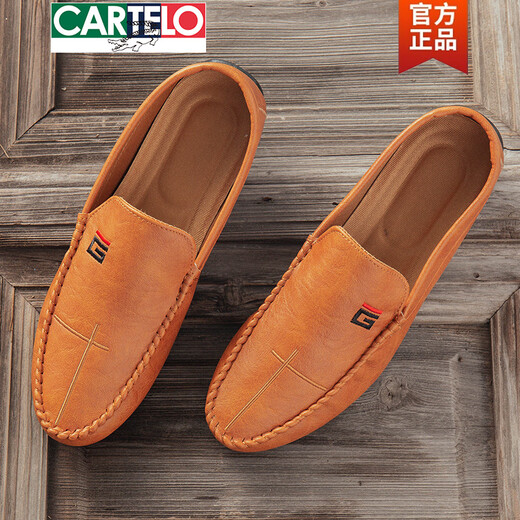 Cartelo 2025 Frühlings- und Herbst neue Bohnenhundschuhe Herren Lederschuhe koreanische Fahrschuhe Lazy Schuhe Soziale trendige Gelegenheitsschuhe für Herrenschuhe weiß 9880 39
