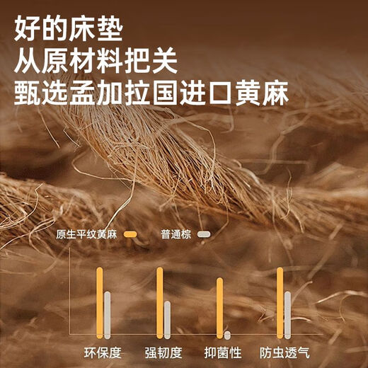 海马熙梦思天然乳胶独立弹簧床垫黄麻床垫护脊硬垫席梦思软硬两用 金色年华-刚柔软硬两用舒适/25CM 1350mm*2000mm