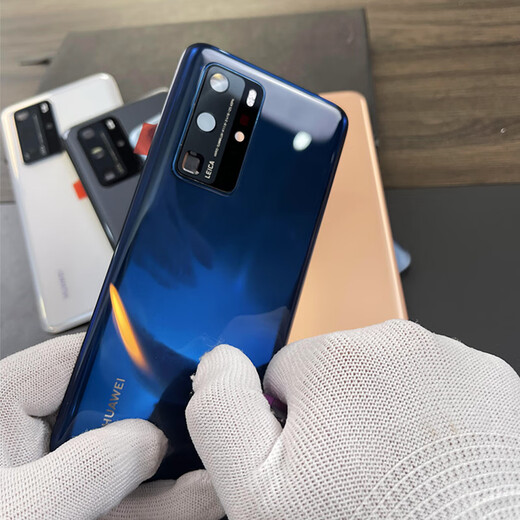 H Suitable for Huawei p40pro back cover original new P50 back shell glass shell mobile phone rear screen original battery cover p P40pro + ceramic white + lens + tools + teaching