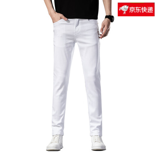 FALAMONE阿玛尼欧洲站 春秋厚款牛仔裤男修身直筒弹力青年黑色潮流裤 683黑色 28
