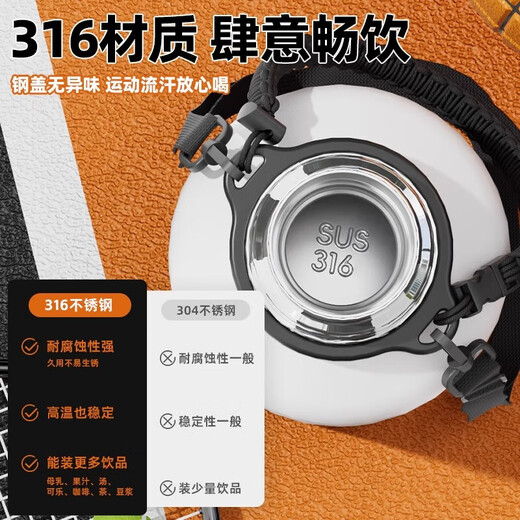 Sports kettle large capacity ton bucket 316 stainless steel pot belly cup large insulated cup fitness outdoor water cup gradient antibacterial 316/built-in tea warehouse 2000ml