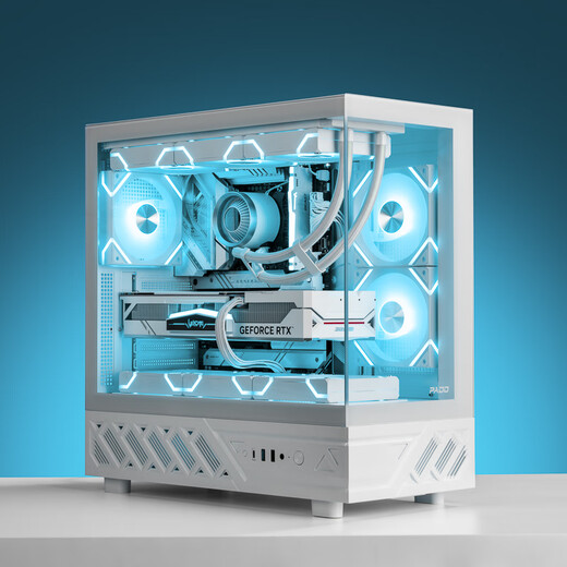 半岛铁盒（PADO）应龙沧溟 白色 ATX 游戏电脑台式机箱 支持360水冷 270°全视海景房 电源仓造型开孔高效散热
